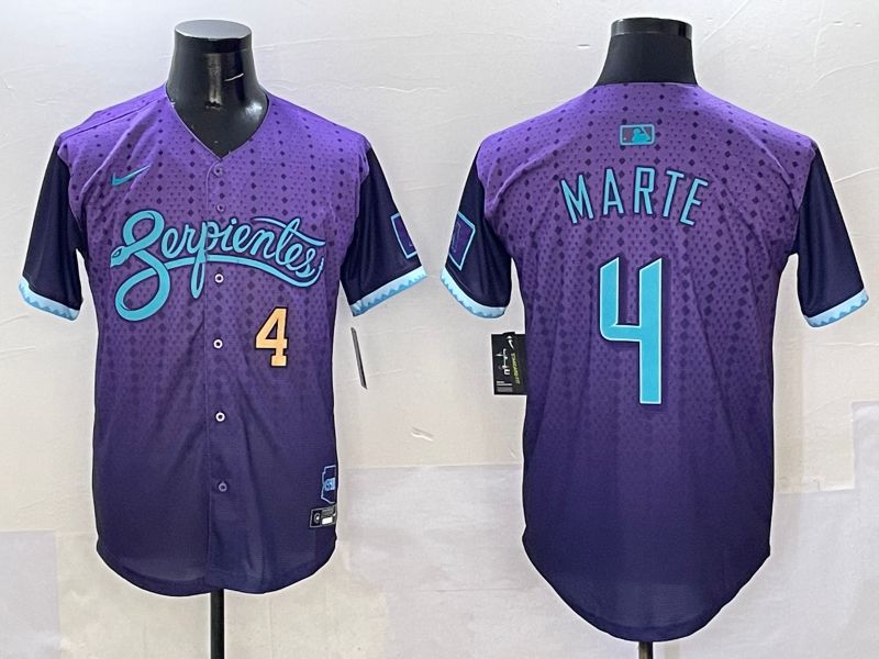 Men Arizona Diamondback 4 Marte Purple Joint Name 2025 Nike MLB Jersey style 2